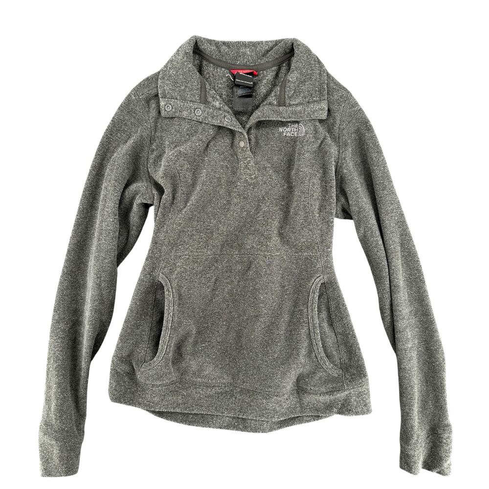 The North Face Gray Sweatshirt High Neck Collared Snap XS Cozy Warm Soft